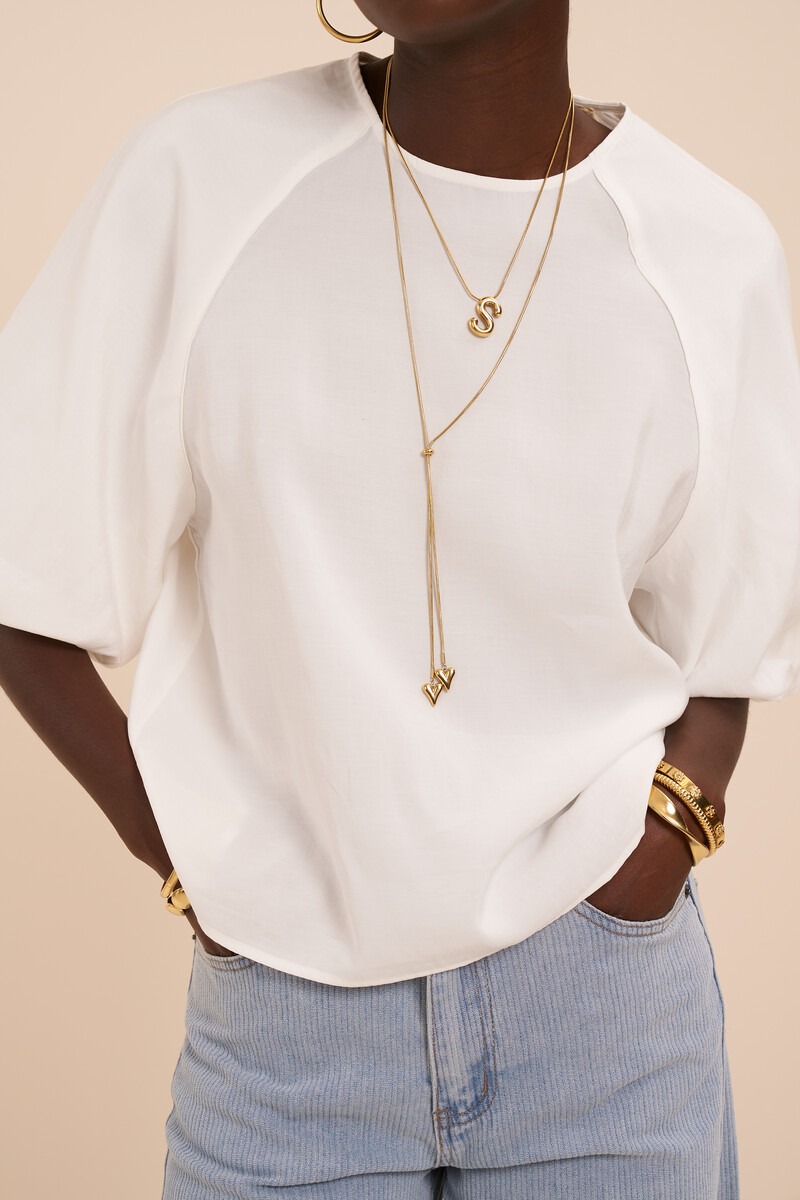 White Top with Balloon Sleeves | My Jewellery