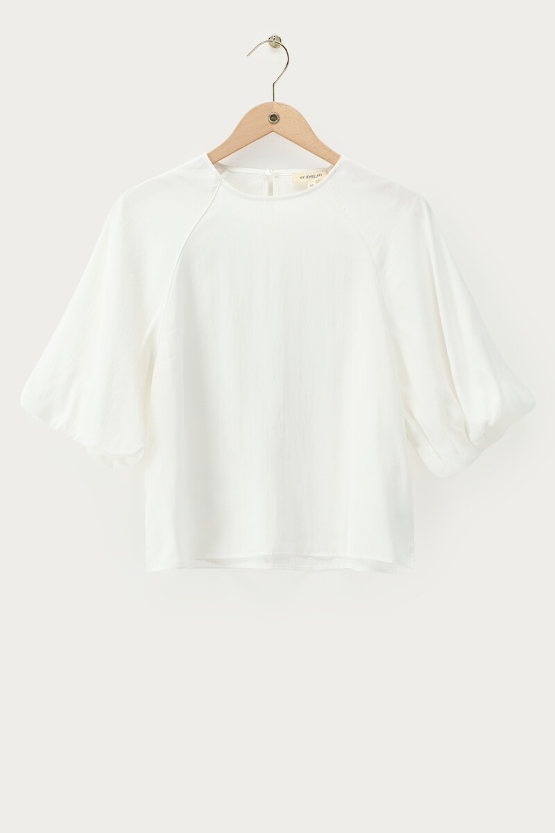 White Top with Balloon Sleeves | My Jewellery