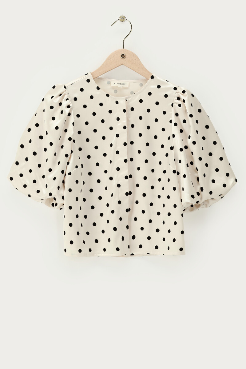 White top with black polka dot in satin look | My Jewellery