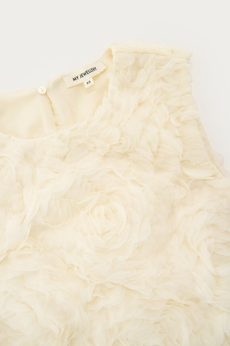 Cream sleeveless top with floral texture | My Jewellery