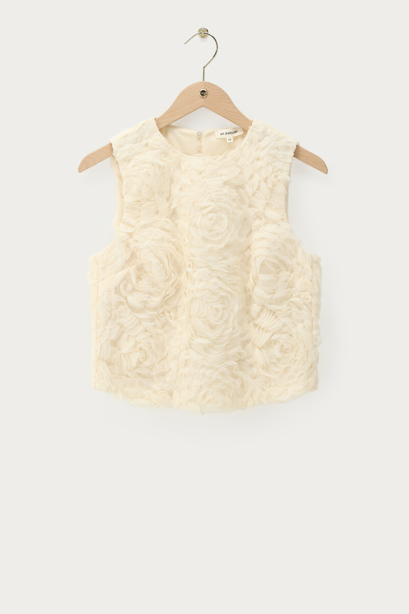 Cream sleeveless top with floral texture | My Jewellery