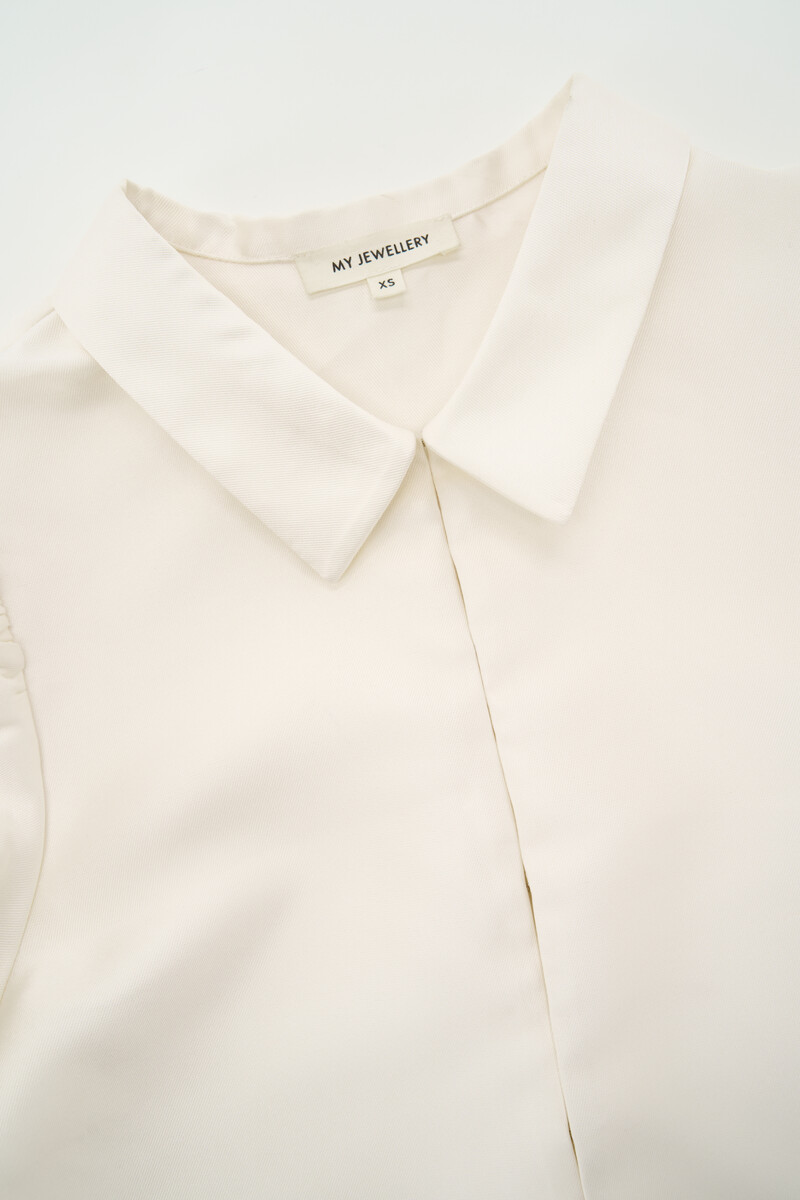 White top with short puff sleeves in satin look | My Jewellery