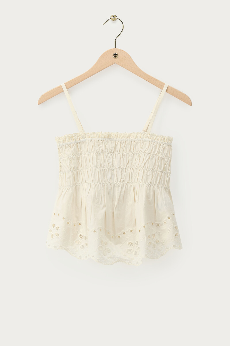 White top with smock and embroidery | My Jewellery