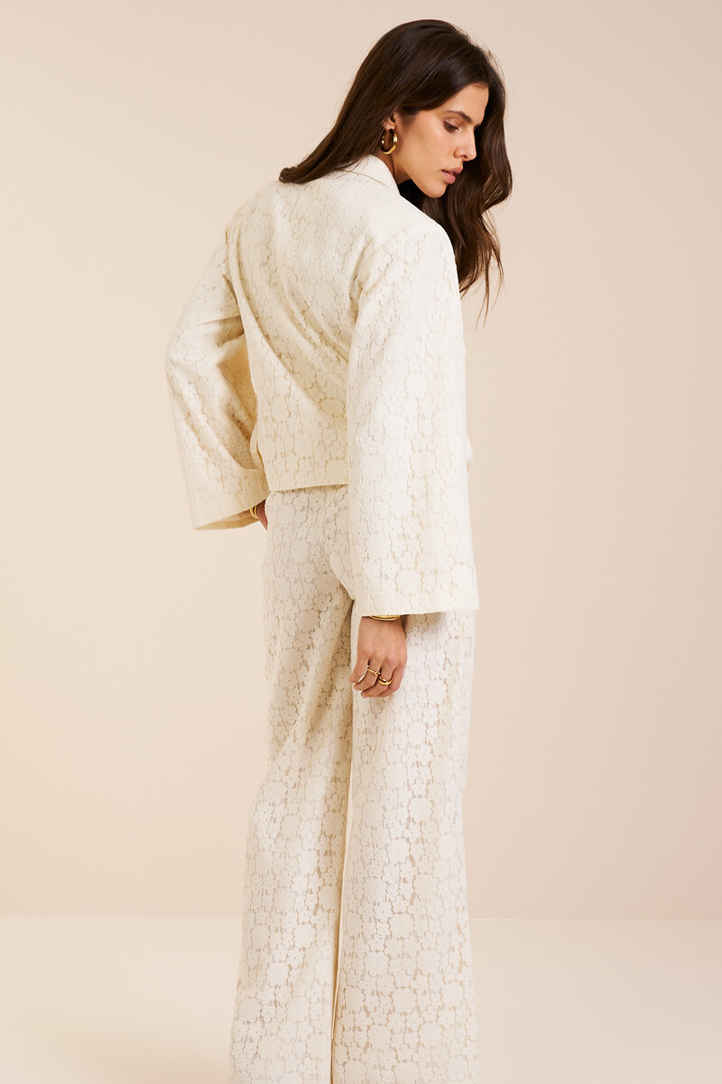 White wide leg pants with lace | My Jewellery