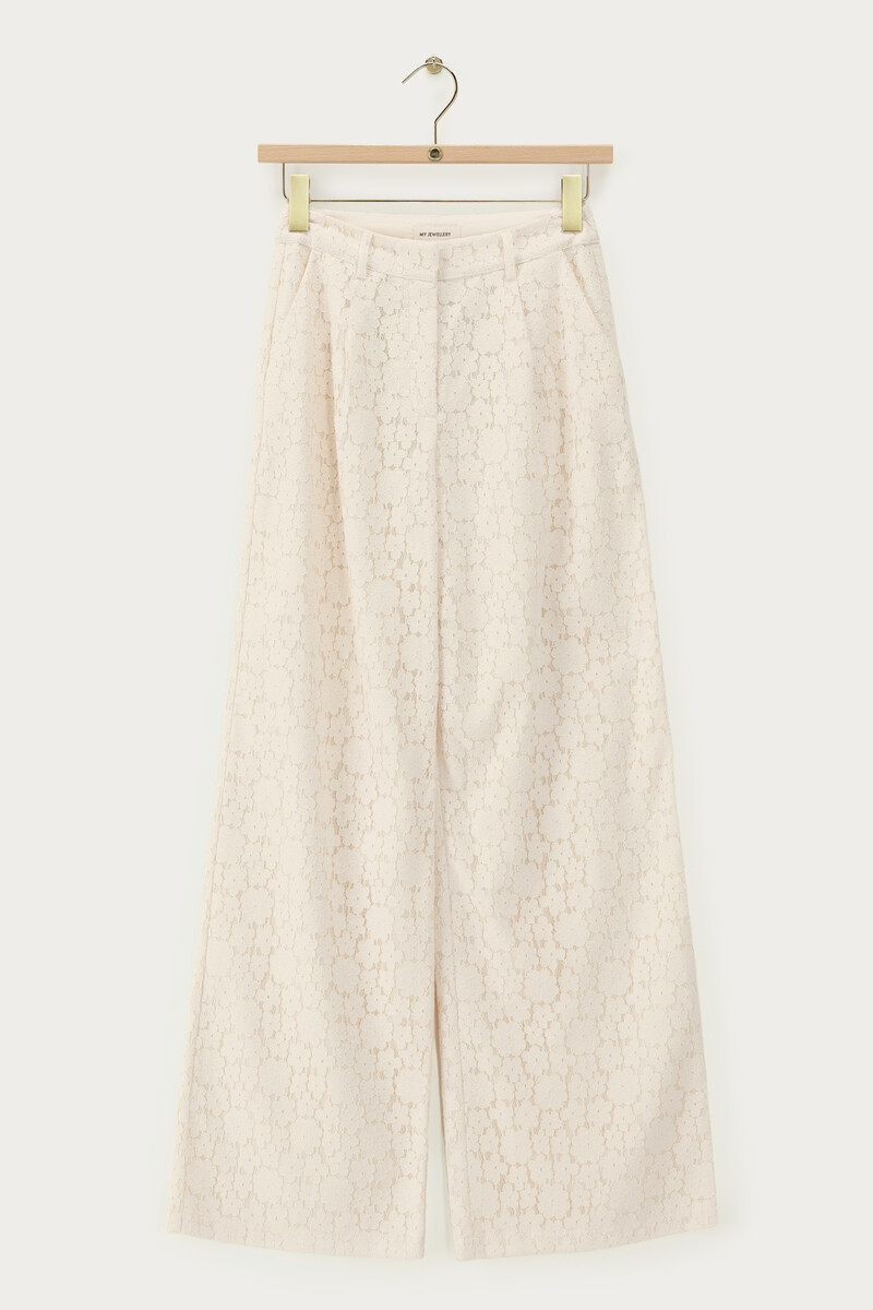 White wide leg pants with lace | My Jewellery