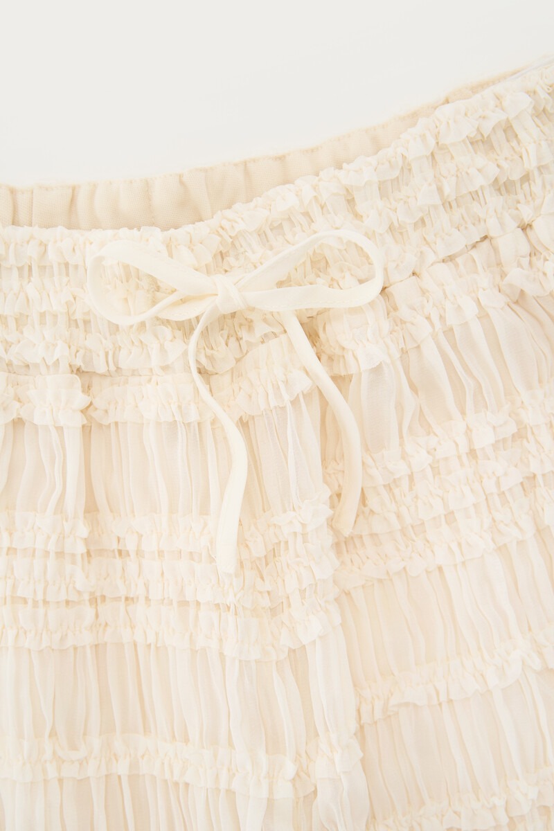 White wide leg trousers with ruflles | My Jewellery