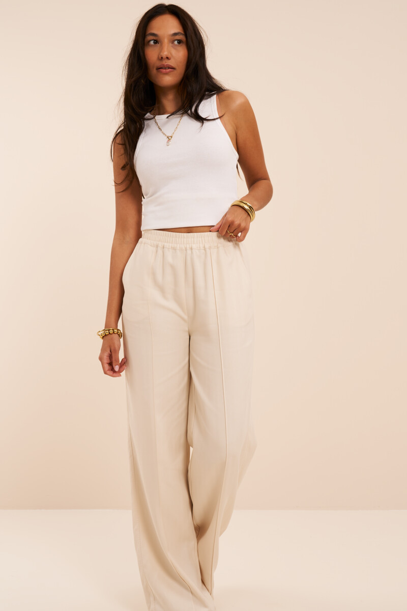 Beige wide-leg trousers | My Jewellery