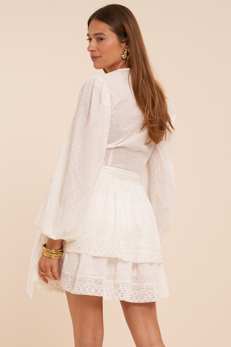 White wrap dress with ruffles | My Jewellery