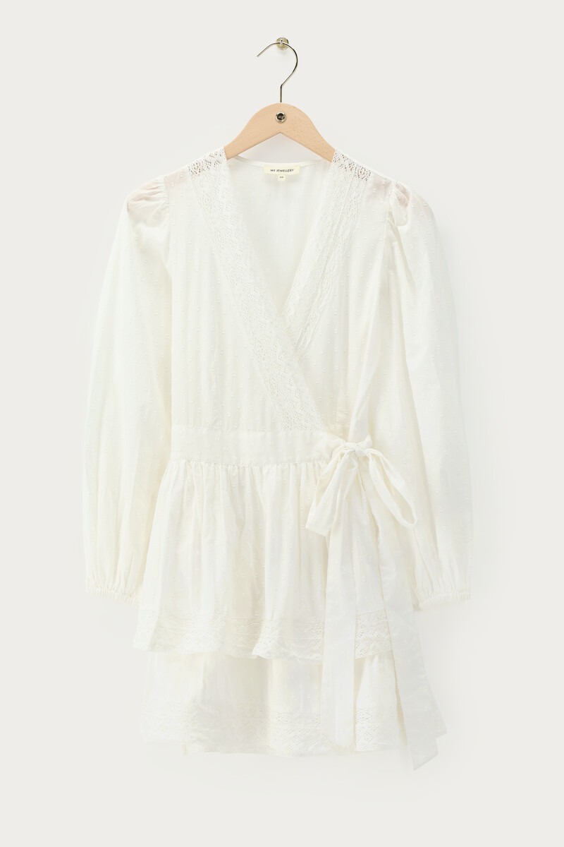 White Ruffle Wrap Dress | My Jewellery