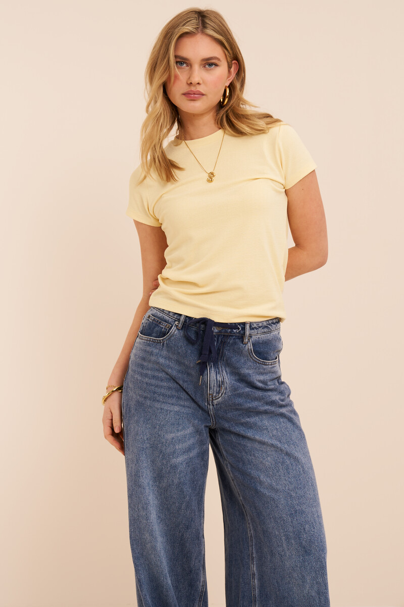 Yellow basic top with short sleeves | My Jewellery