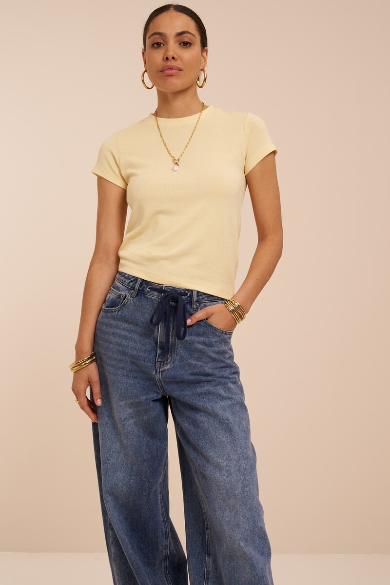 Yellow basic top with short sleeves | My Jewellery