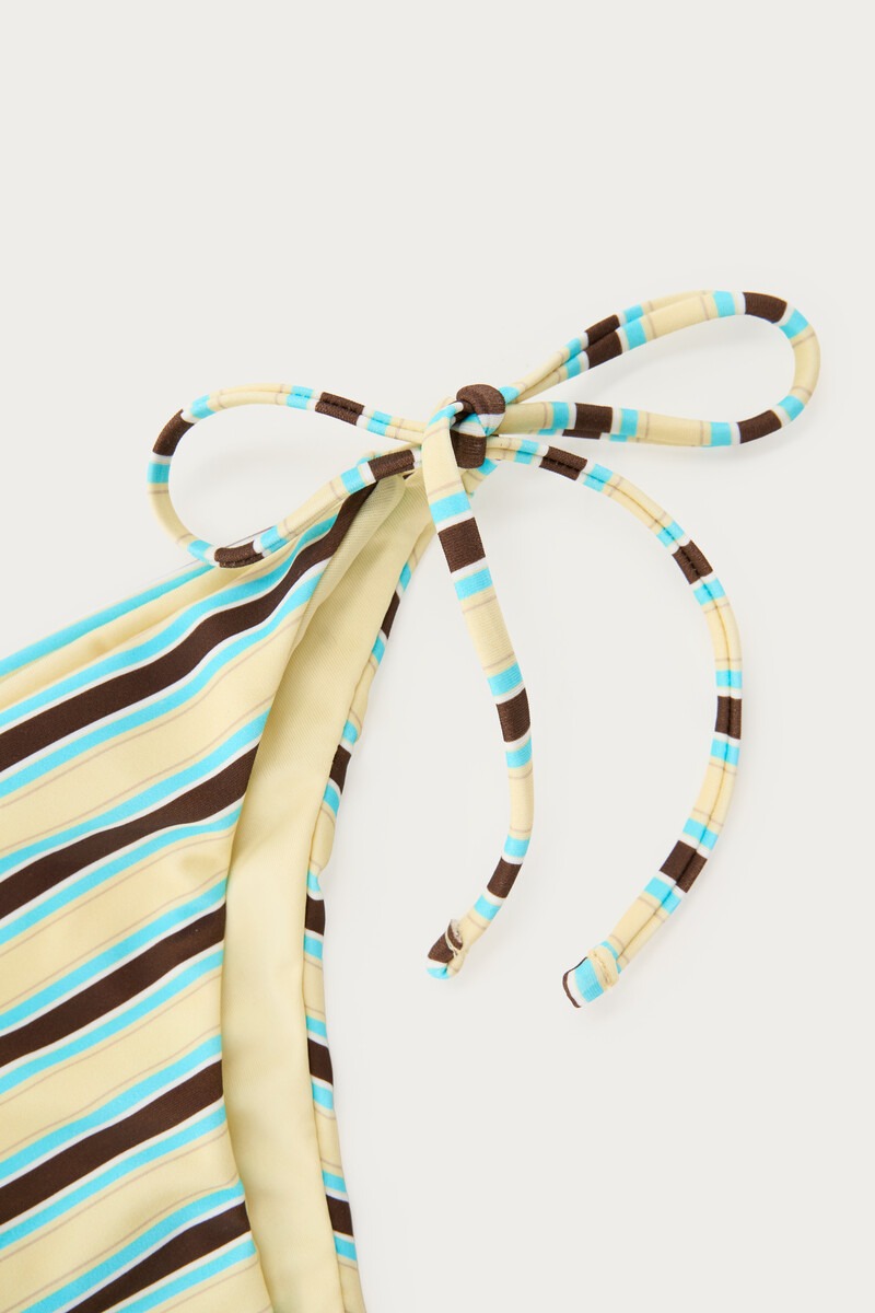 Yellow bikini bottoms with multicoloured stripes | My Jewellery