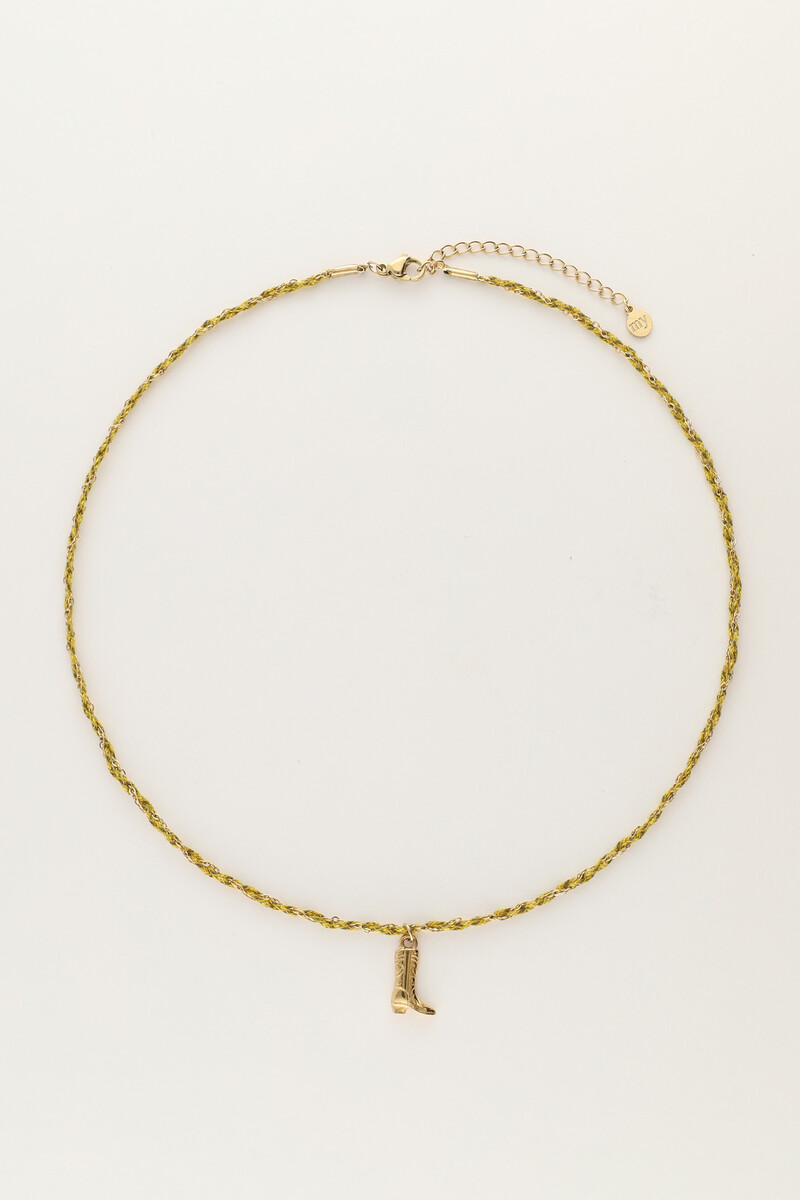 Yellow cord necklace with boot | My Jewellery