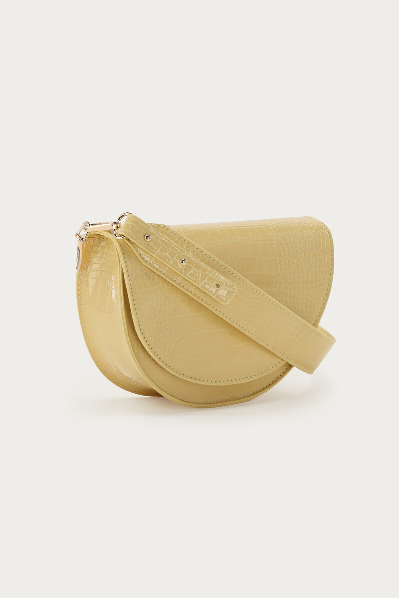 Yellow half round shoulderbag with crocodile print | My Jewellery