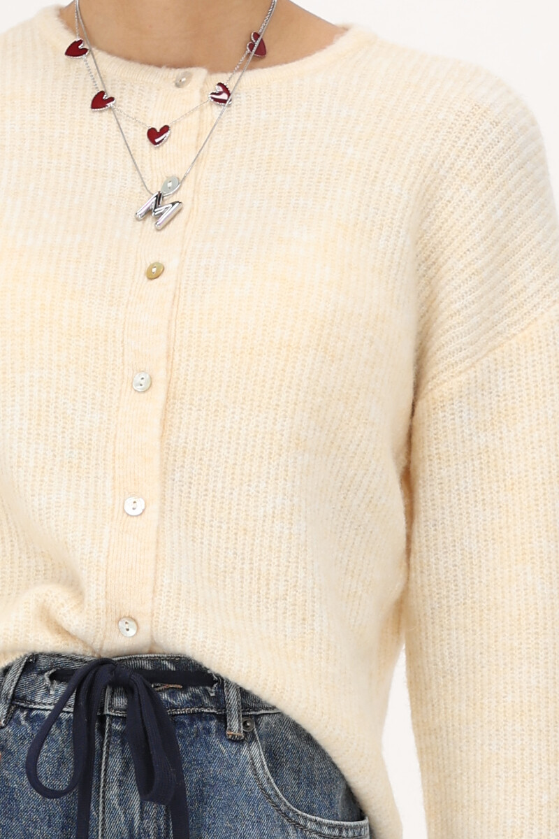 Yellow knitted cardigan with small buttons | My Jewellery