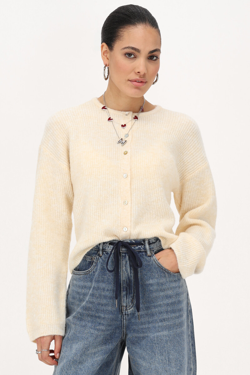 Yellow knitted cardigan with small buttons | My Jewellery