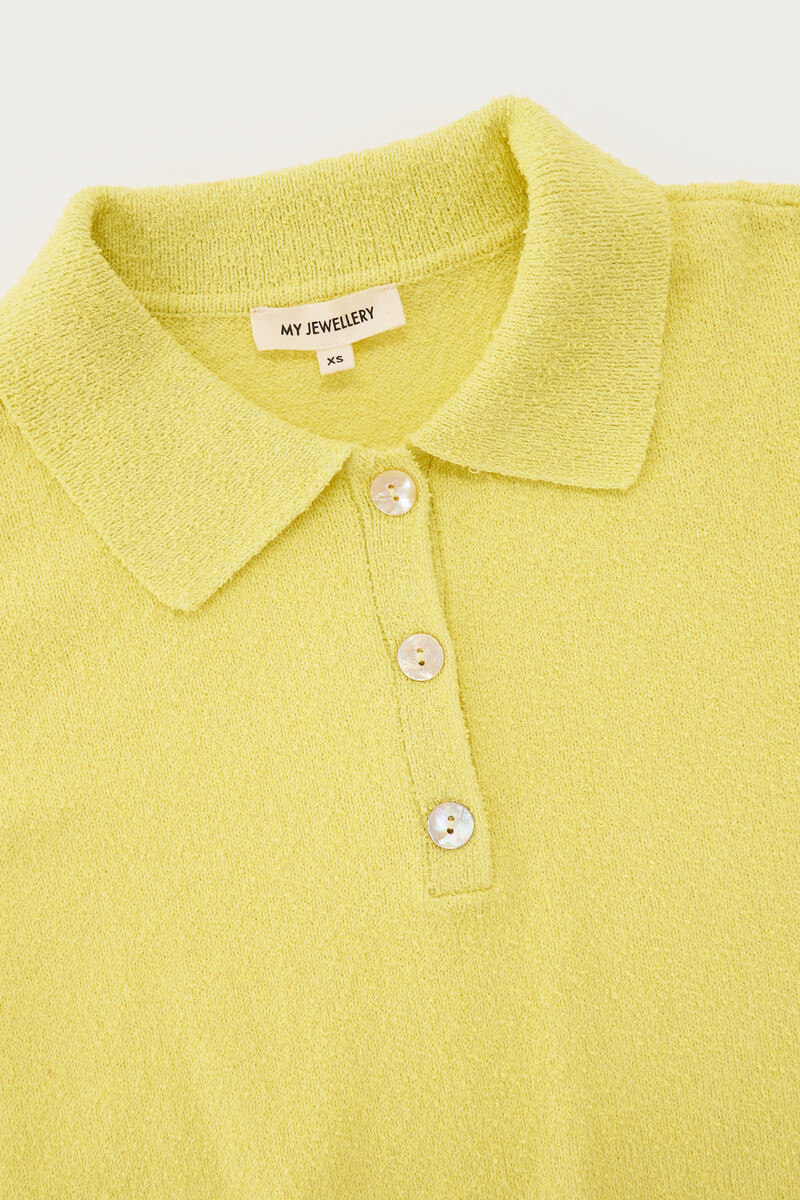 Yellow knitted bouclé polo shirt with short sleeves | My Jewellery