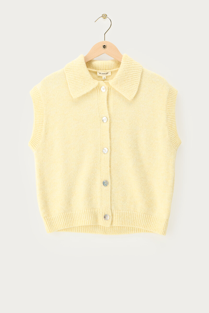 Yellow knitted gilet with buttons | My Jewellery