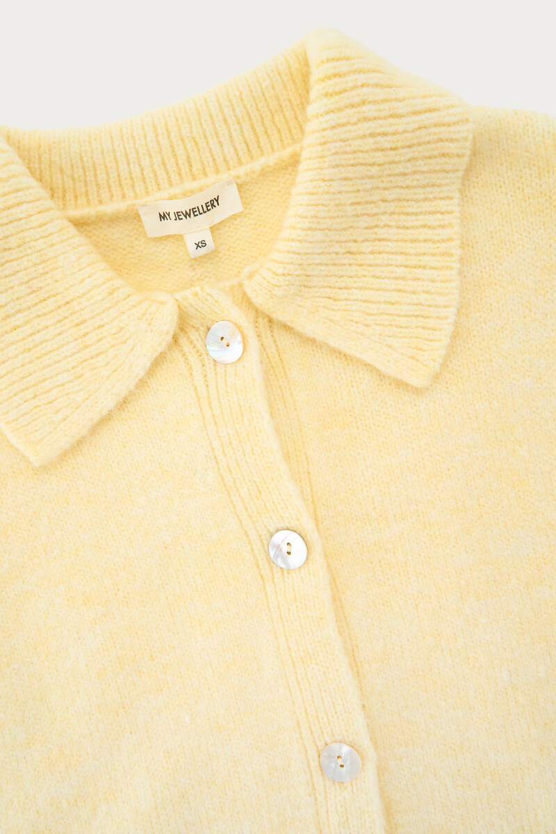 Yellow knitted gilet with buttons | My Jewellery