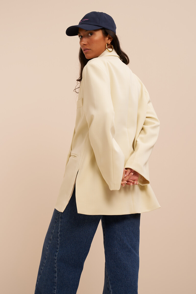 Yellow oversized blazer with overlap | My Jewellery