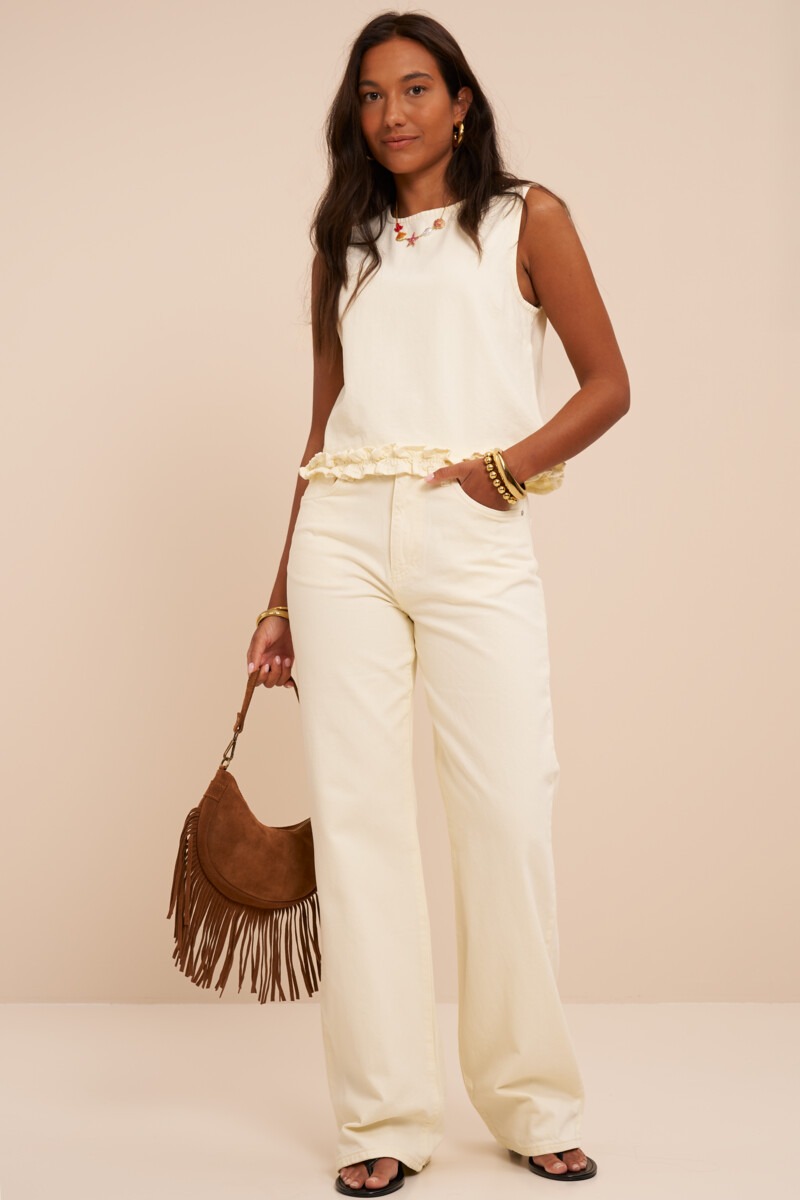 Denim Sleeveless Top with Ruffle | My Jewellery