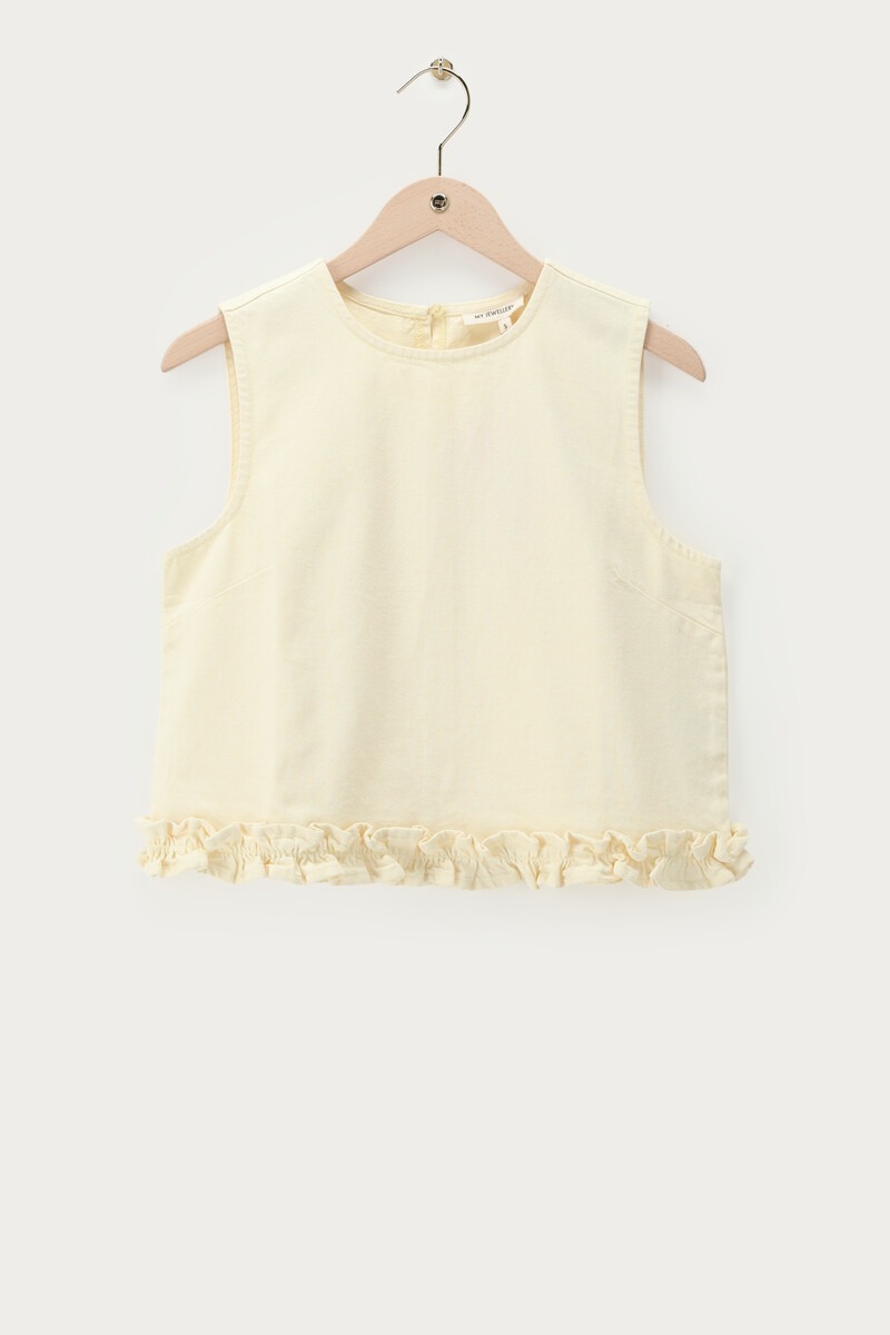 Denim Sleeveless Top with Ruffle | My Jewellery