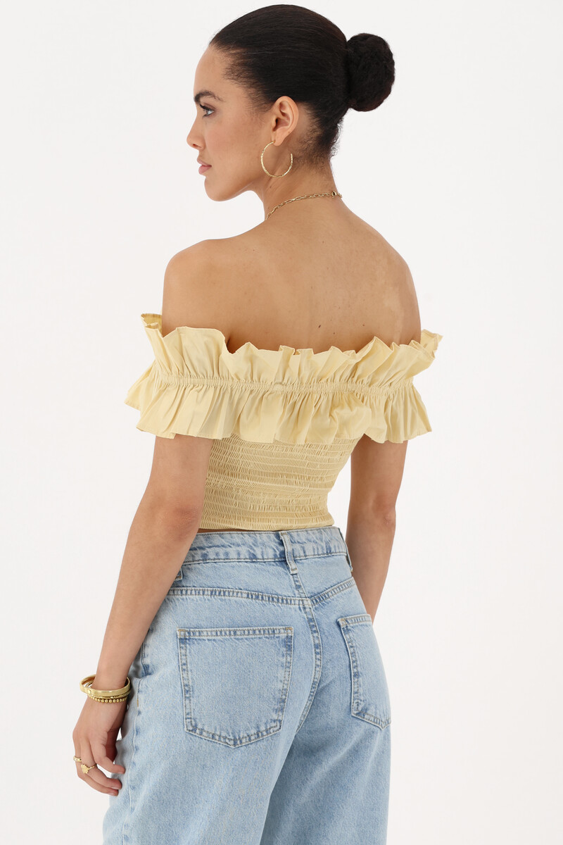 Yellow smocked top with ruffles | My Jewellery
