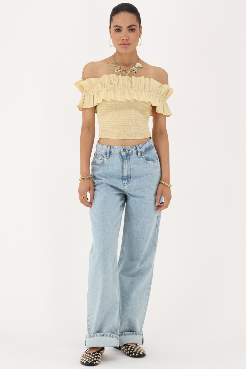 Yellow smocked top with ruffles | My Jewellery