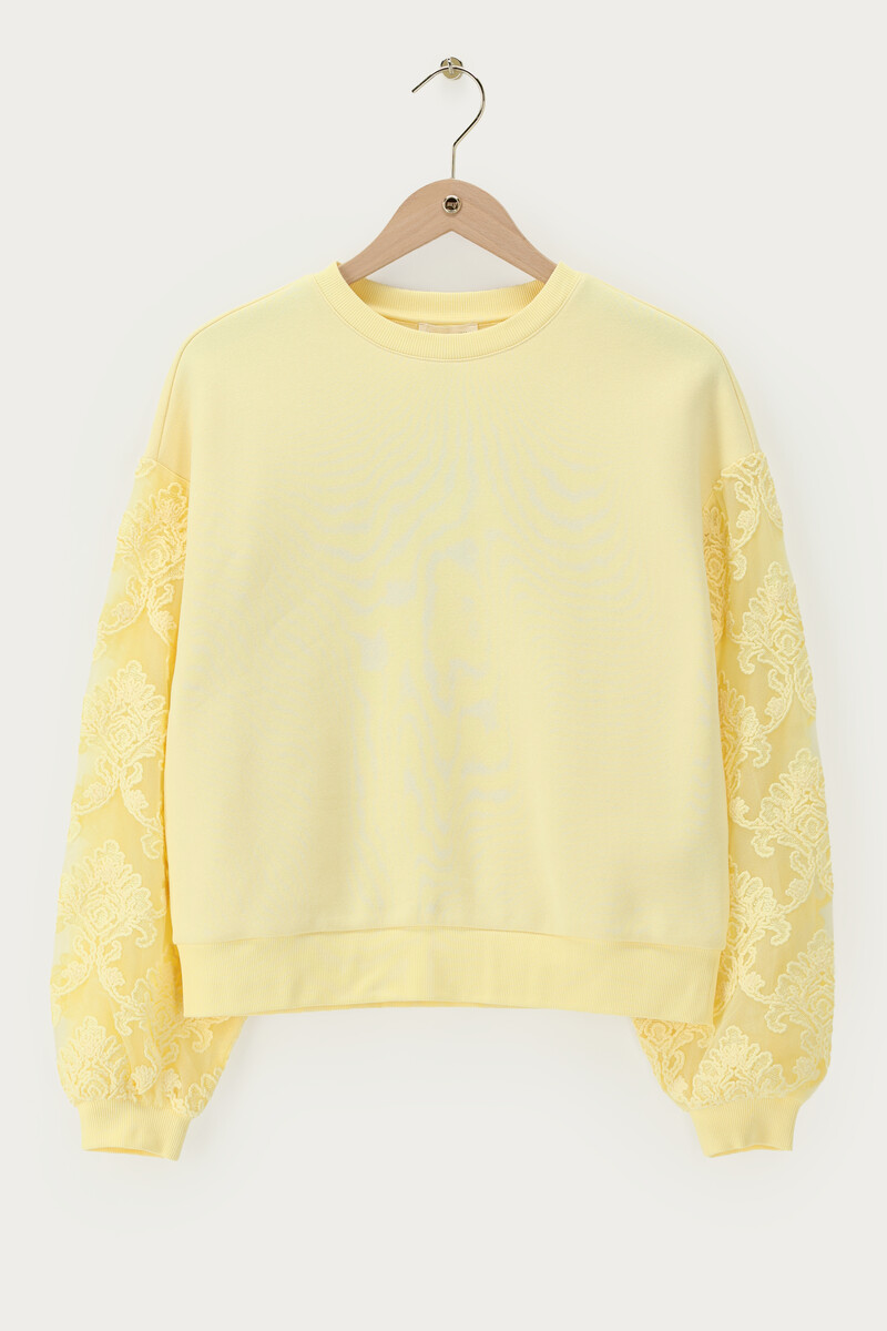 Yellow sweater with fancy embroidery sleeves | My Jewellery