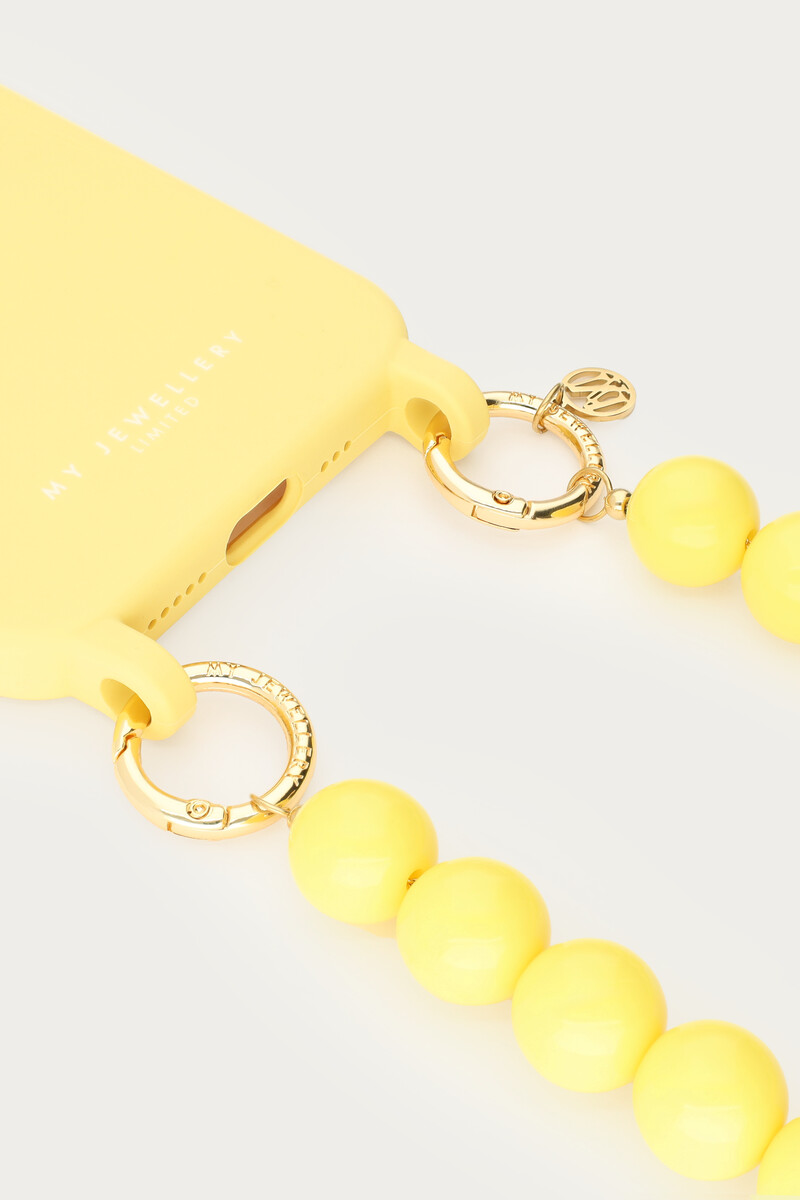 Yellow phone cord with resin beads | My Jewellery