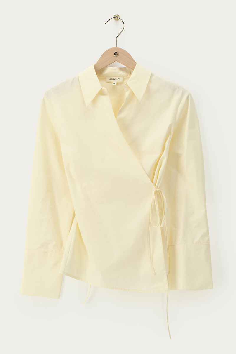 Yellow overlap blouse with cuff | My Jewellery