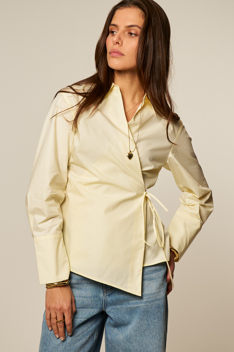 Yellow overlap blouse with cuff | My Jewellery