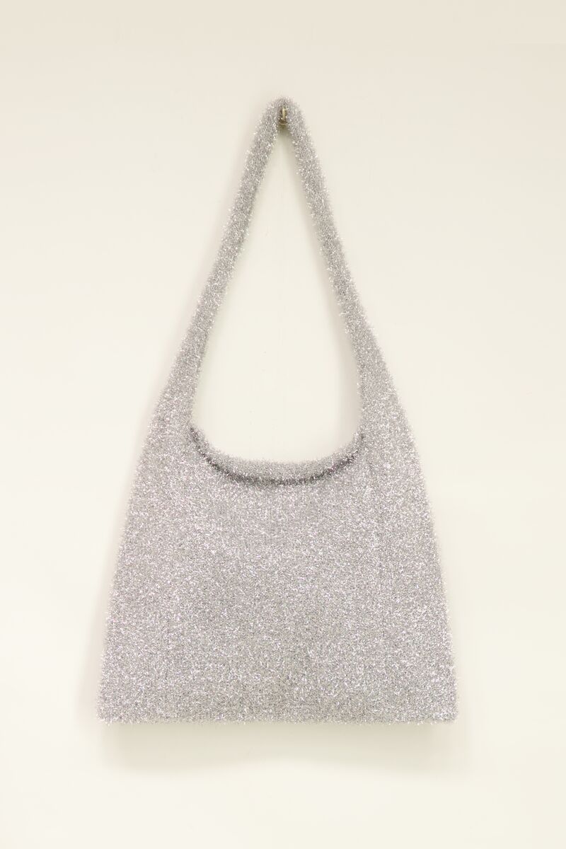 Zilveren glitter shopper