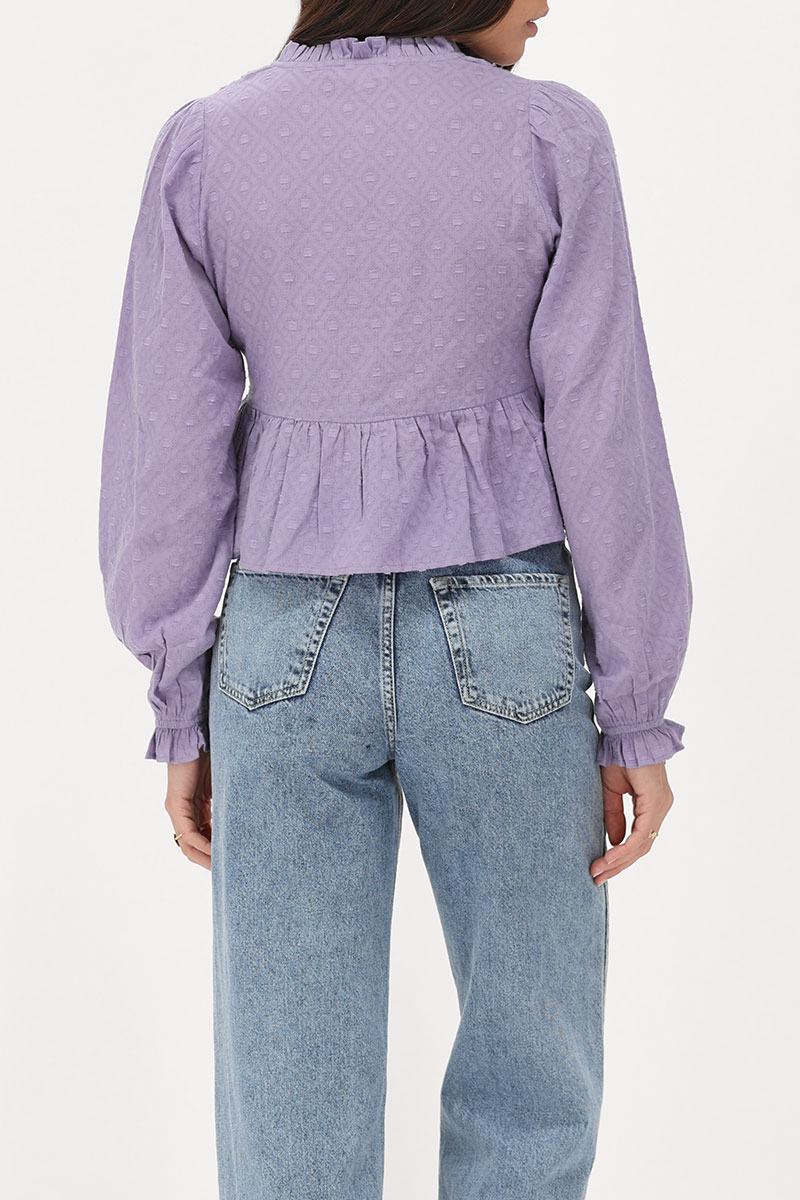 Purple blouse with pintucks & peplum | My Jewellery