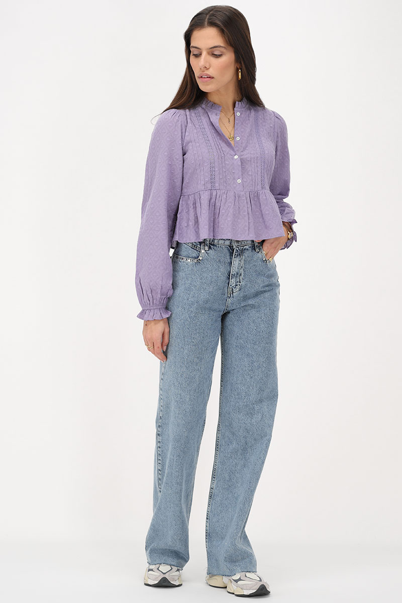 Purple blouse with pintucks & peplum | My Jewellery