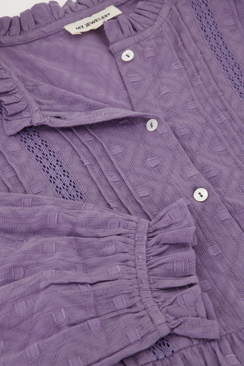 Purple blouse with pintucks peplum