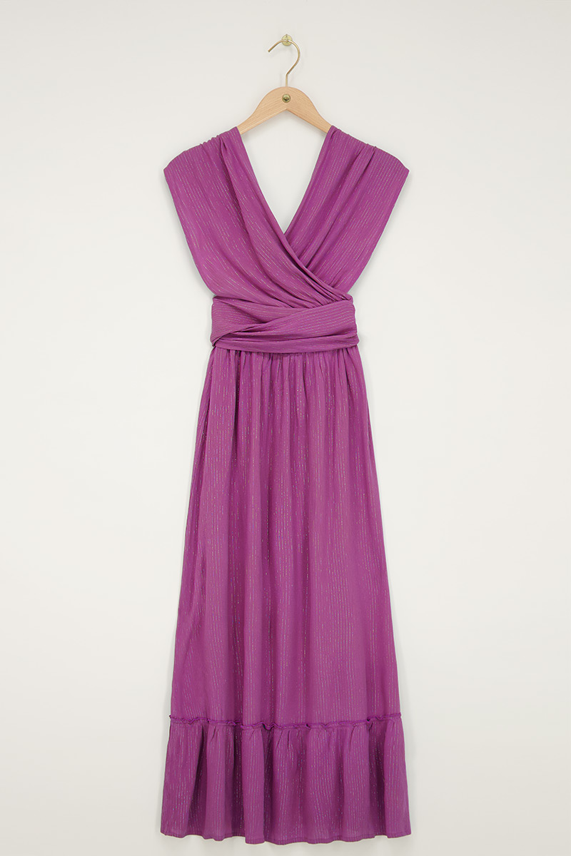 Purple multiway maxi dress with lurex