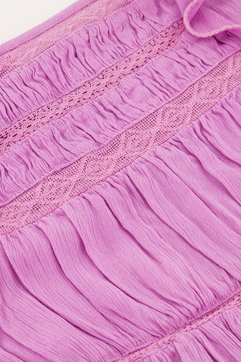 Purple top with long sleeves and ruffles | My Jewellery