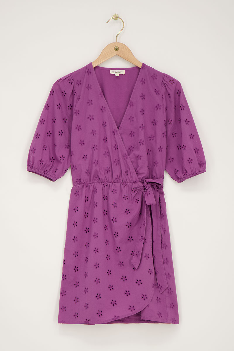 Robe portefeuille violette avec broderie florale | - My jewellery - Modalova