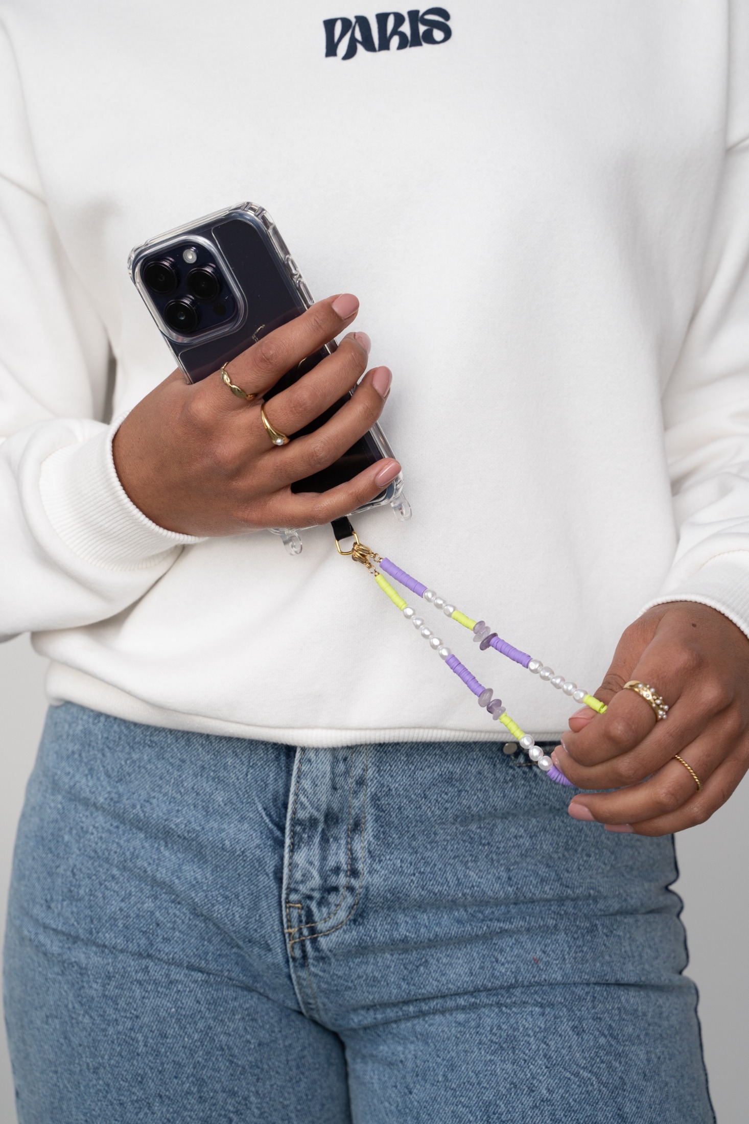 Purple phone cord with pearls | My Jewellery