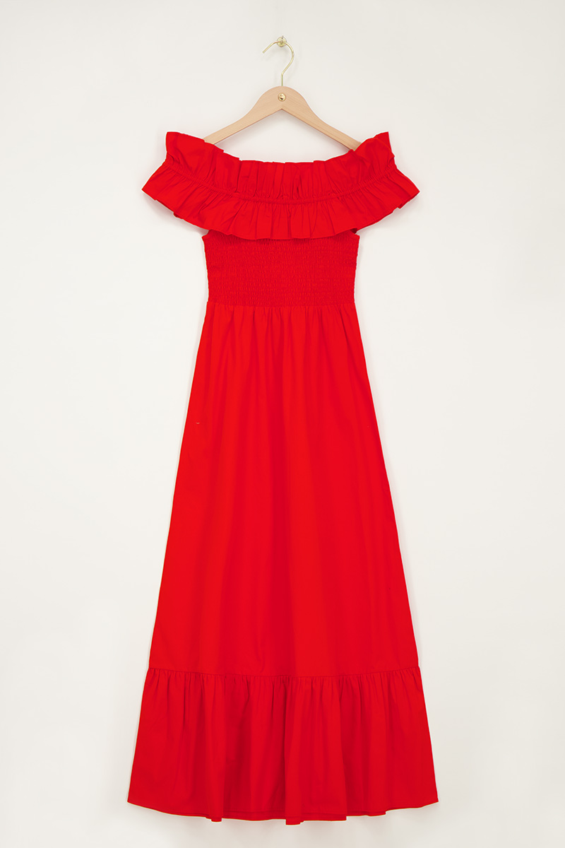 Red maxi dress with ruffles | My Jewellery