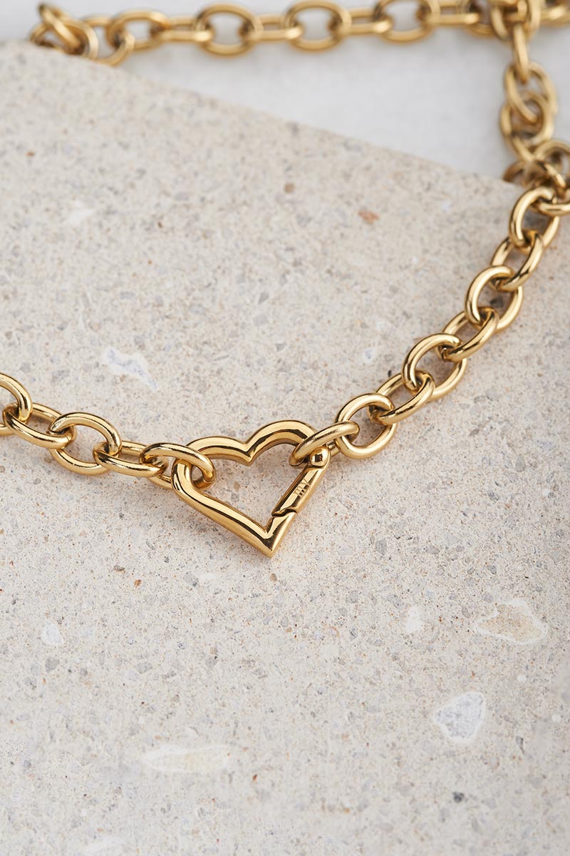 Schakelketting met hartjes sluiting | My Jewellery