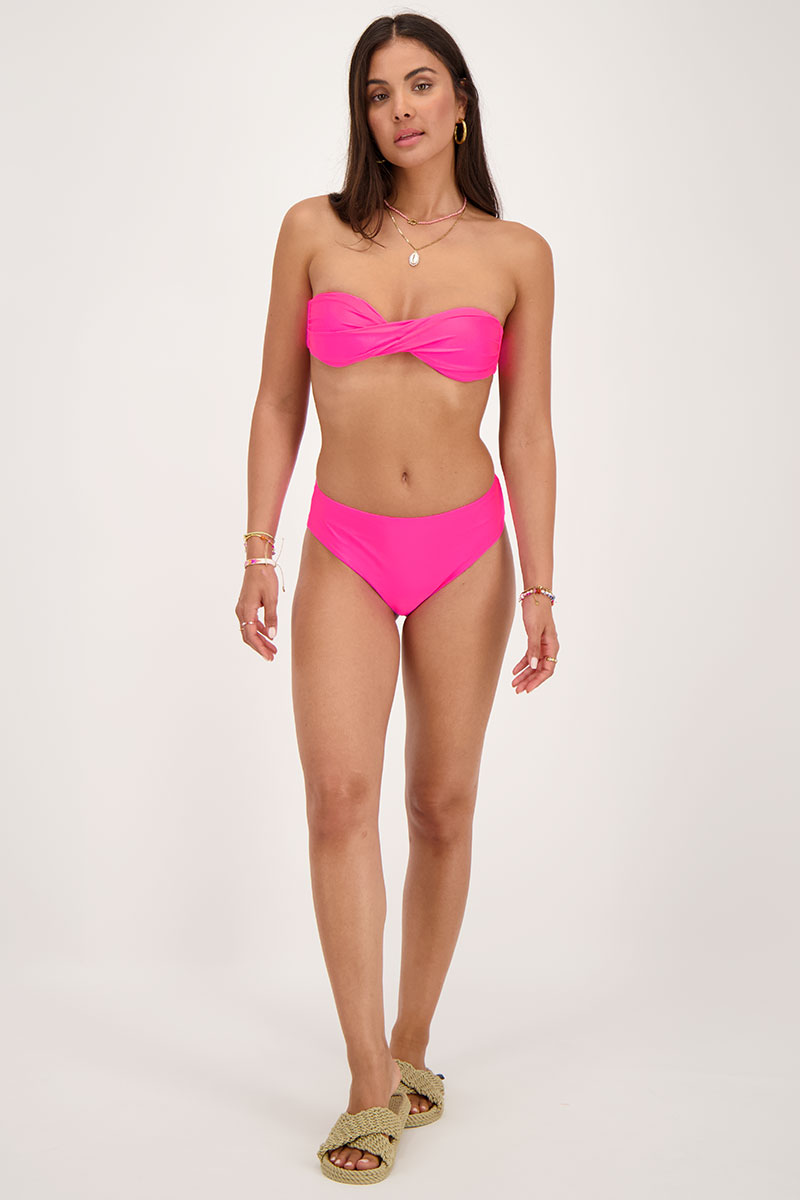 Shiny pink knot-front bikini top | My Jewellery