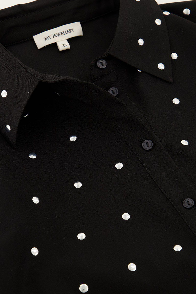 Black short blouse with silver studs | My Jewellery