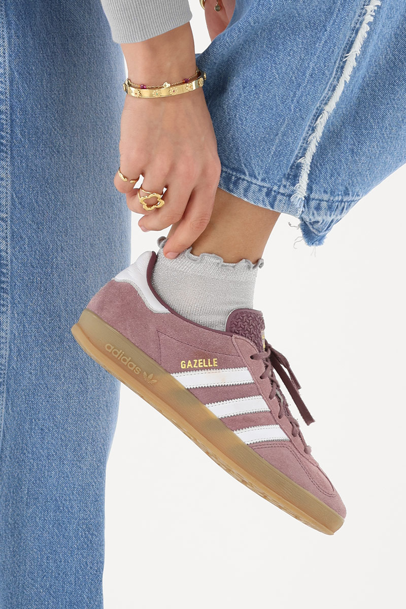 Silver coloured socks with lurex and ruffle  | My Jewellery