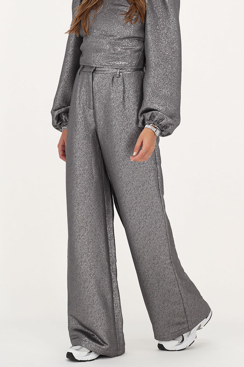 Silver wide leg trousers with lurex | My Jewellery