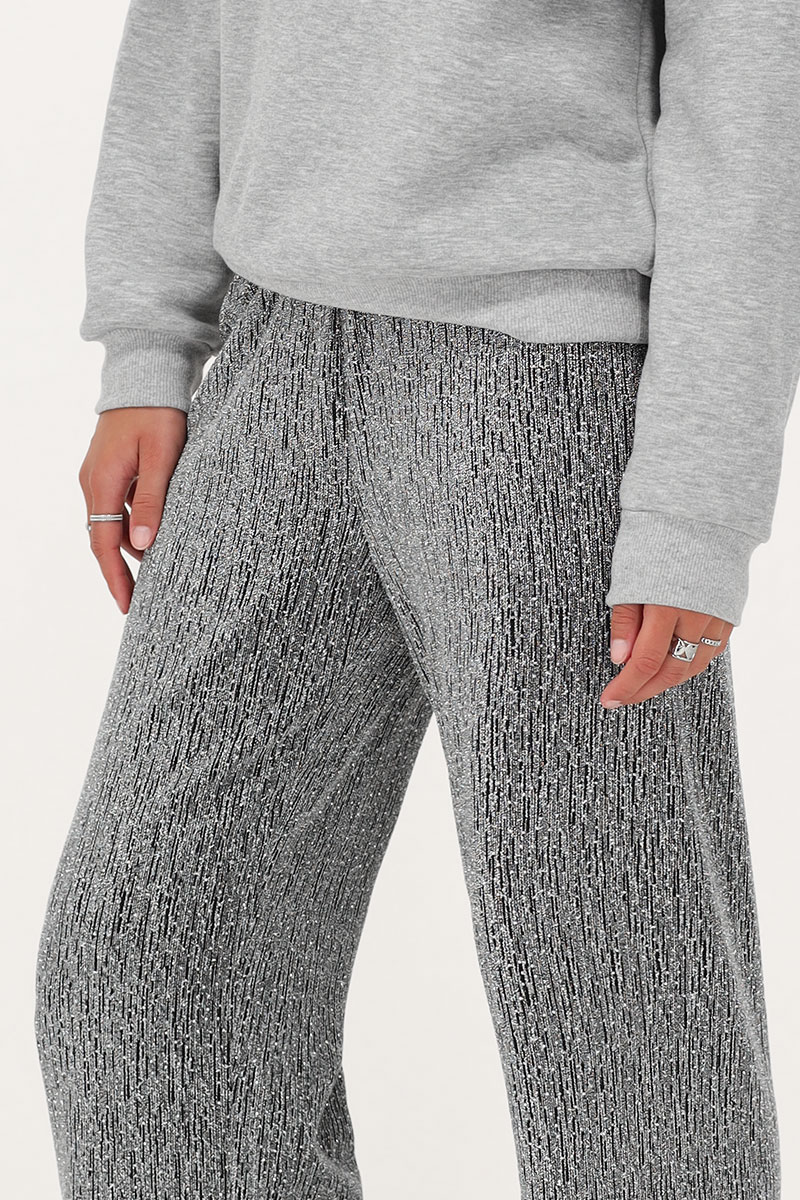 Silver wide leg trousers with rhinestones | My Jewellery