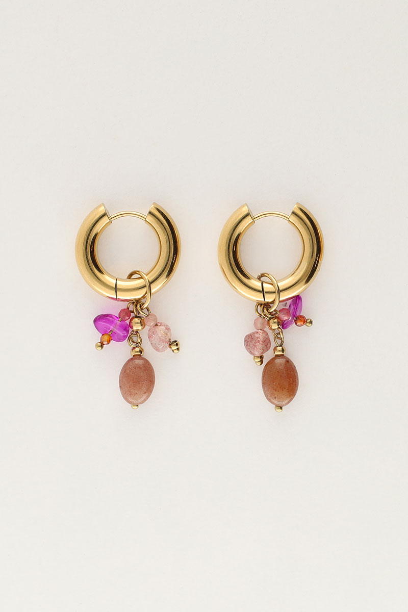 Small earrings with pink & brown stones | My Jewellery