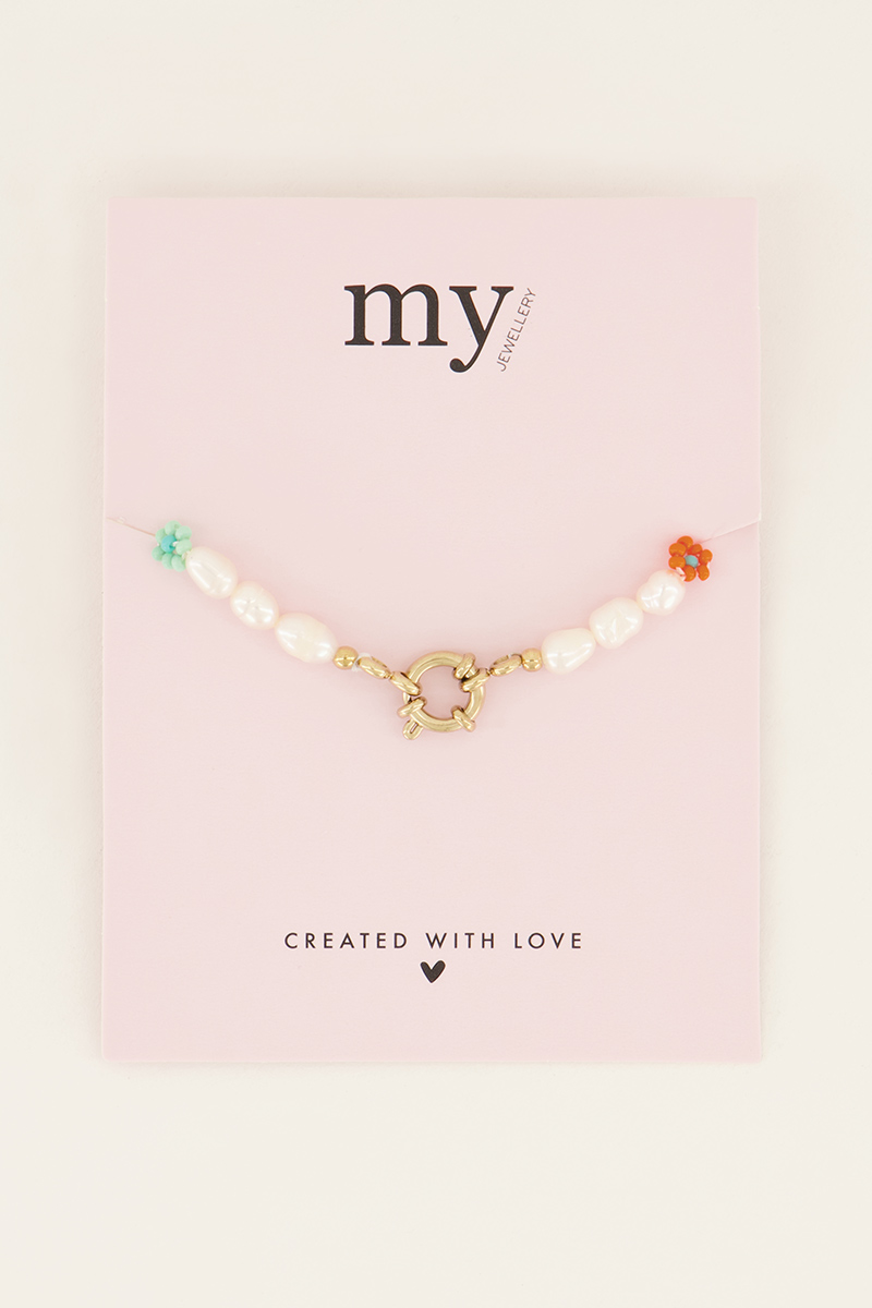 Souvenir armband met parels en bloemen | My Jewellery