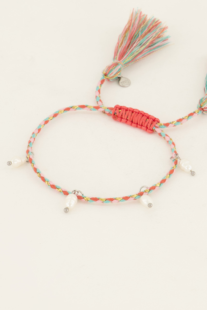 Souvenir mehrfarbiges Flechtarmband mit Perlen
